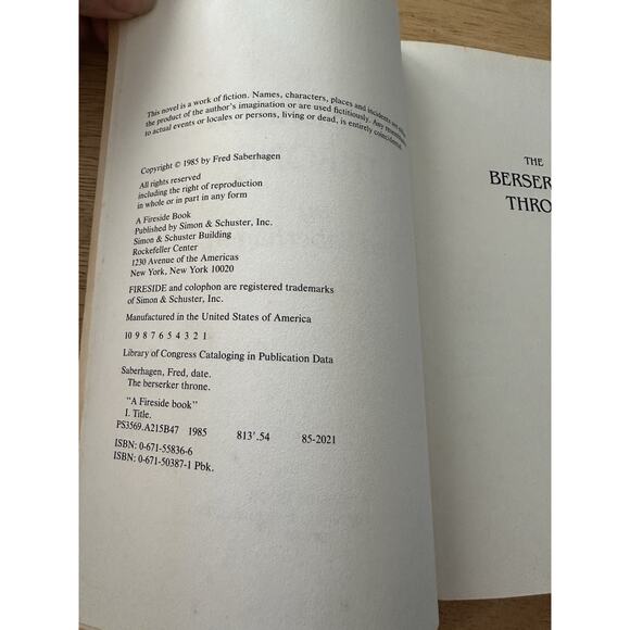 The Berserker Throne, Fred Saberhagen, PB, Fireside BK, 1985 Novel VTG - Picture 7 of 7